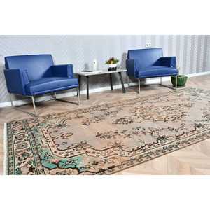 4.8x10.3 ft Vintage Rug, Turkish Rug, <b>Brown</b> Ombr <b>Wool</b> Rug - Product Image 2