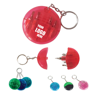 Mini jeu d'outils de tournevis 4-en-1 avec un porte-clés fendu. Il a une construction en ABS solide avec Phillips et deux tournevis à fente - Product Image 4