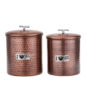 Metal Home <b>Kitchen</b> Use Deep & Large Storage <b>Canister</b> <b>Set</b> of 2 Ferns and Stripes Printed Tin <b>Canisters</b> With Wood Lids - Product Image 4