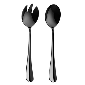 Service à salade plaqué or avec poignée enduite noire, nouveau Design, service à salade en métal, prix de gros, derniers couverts, nouveaux couverts - Product Image 2