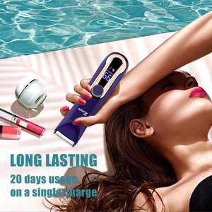 Tondeuse électrique pour maillot de bain féminin, rasoir indolore pour poils pubiens, utilisation humide/sèche, affichage LED, étanche IPX7, recharge USB, accessoire intime - Product Image 1