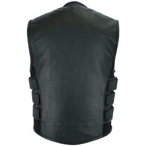 Top tendance 2024 gilet gilet ciré en cuir de vache véritable avec taille personnalisée marron hommes 100% gilet en cuir véritable taux de gros - Product Image 5