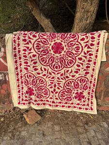 Premium Hand Embroidered Suzani <b>Quilt</b> – Decorative Floral Cotton Bedspread, Ethnic Boho Bedding, Vintage Style <b>Throw</b> - Product Image 3