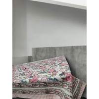 Nappe en coton 100% imprimée à la main motif floral blanc et rose, pour table de salle à manger, maison, salon, style campagnard fait main, pour hôtels