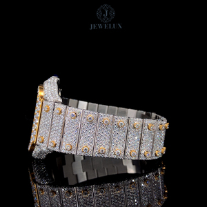 Montre de luxe pour homme avec diamants, cadran carré, entièrement sertie de zircone, mouvement automatique en or, haute qualité, édition limitée, charme chic - Product Image 1