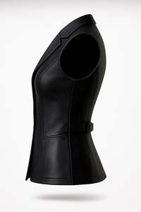 <b>Women</b> Genuine Leather Tailored Blazer Vest Sleeveless Slim Fit Formal <b>Waistcoat</b> - Product Image 4