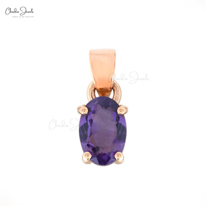 Nuevo diseño 14K oro rosa sólido forma ovalada colgante de piedras preciosas colgante de amatista Natural colgante hecho a mano joyería fina mayorista - Product Image 2