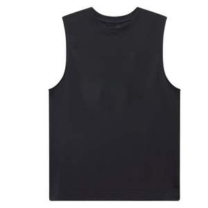 Camiseta sin mangas negra de ajuste relajado para hombre, camisa sin mangas de algodón suave con diseño de logotipo sutil, ideal para uso diario informal o ropa de gimnasio - Product Image 5