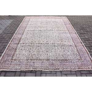 Tapis turc Vintage classique 7.2x10 pieds rectangulaire grande surface blanc marron Patchwork Design coton biologique peluche Pile Latex - Product Image 1