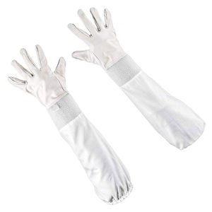 Miel Abeille Garder Gants De Travail À Manches Longues Anti Abeille Sting Preuve Toile Gants De Sécurité Entièrement Paume En Cuir De Vachette Antidérapant Chasse - Product Image 4
