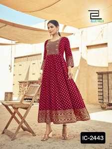 Dernières femmes portent Readymade Rayon Kurtis avec impression et belle broderie travail Anarkali Style Kurtis Collections pour femmes - Product Image 3