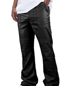 กางเกงหนังสีดำทรงขาบาน ดีไซน์ล่าสุด 2026 สไตล์ทันสมัย ทรงหลวม ยืดได้ มีกระเป๋าหลายช่อง ระบายอากาศได้ดี - Product Image 2