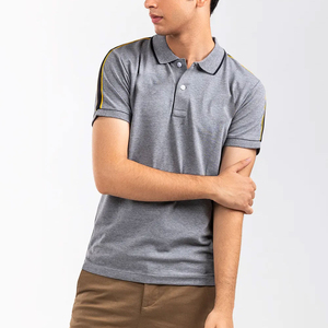 T-shirt de sport 100% coton à manches courtes anti-rides pour hommes, couleur unie pour polo avec tissu en toile - Product Image 3