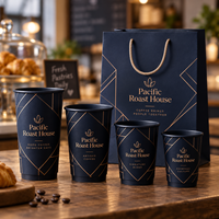 Gobelets à café en papier personnalisés AT PACK avec logo et sacs en papier assortis pour les cafés, les restaurants, les emballages à emporter