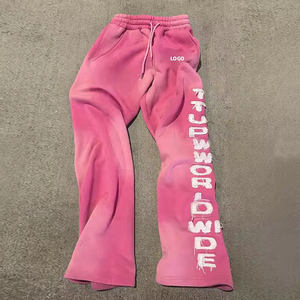 Pantalones Deportivos de Cintura Media para Hombre, Hechos a Medida, con Estampado Desgastado, de Algodón, con Cordón Ajustable, Cintura Elástica, Estilo Hip Hop - Product Image 1