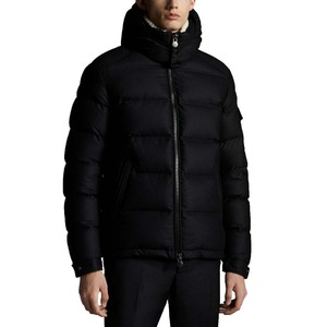 Veste matelassée 2025 noire d'hiver avec logo personnalisé et capuche réglable, veste en duvet de canard - Product Image 3