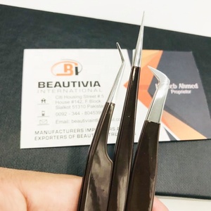 Pince à épiler professionnelle pour extension de cils en poudre brun chocolat en acier inoxydable avec marque privée - Product Image 4