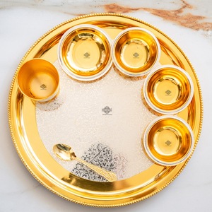 IndianArtVilla Ensemble de dîner poli plaqué argent pur-7 pièces, vaisselle et vaisselle pour la maison, hôtel et restaurant - Product Image 3