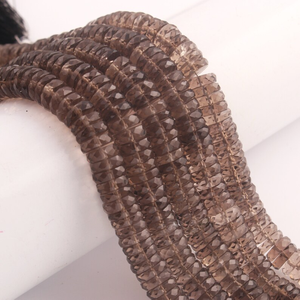 Cuentas facetadas de cuarzo ahumado con forma de neumático, cuentas de piedras preciosas cortadas con rueda Natural para la fabricación de joyas de fabricante indio de 8 pulgadas - Product Image 6