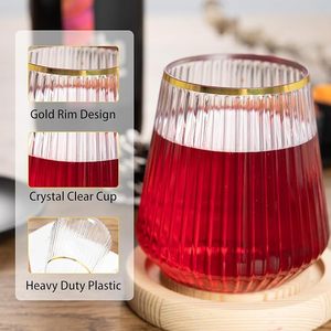 Bicchiere in Plastica Personalizzabile <span class=keywords><strong>da</strong></span> 12oz <span class=keywords><strong>con</strong></span> Bordo Dorato Senza Stelo per Bar, Caffè, Frappè e Attività Commerciali - Product Image 2