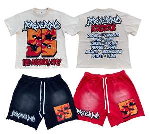 New Custom All Over Print Streetwear Graphic Boxy Fit Cropped <b>T</b> <b>Shirt</b> <b>Men</b> <b>and</b> Two Piece <b>Set</b> <b>Men</b> <b>Short</b> <b>Set</b> - Product Image 1