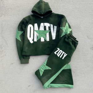 เสื้อฮู้ดกันหนาวมีฮู้ดสำหรับผู้ชายกางเกงวอร์มและชุดเสื้อฮู้ดกันหนาวมีฮู้ดปักลายแนวสตรีทโลโก้ตามสั่ง - Product Image 2