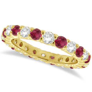 Bague éternelle en or jaune 14 carats avec grenat rouge de 1,07 ct et diamant taille émeraude, pierre naturelle, bijoux fins, plaqué or pur - Product Image 1
