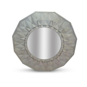 กระจกตกแต่งทรงกลมสีเงิน / กระจกติดผนัง / กระจกแต่งหน้าคุณภาพสูงสำหรับตกแต่งบ้าน - Product Image 1