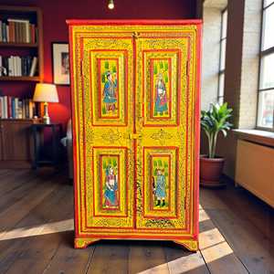 Cómoda de Madera Maciza con Decoración Étnica, Muebles para el Hogar - Product Image 2