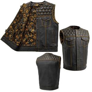 Plusieurs couleurs Option peau de vache Style Club Hommes Gilet de motard en cuir Gilet de moto Gilet de cowboy - Product Image 1