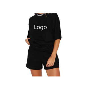 Camiseta de diseño más nuevo para mujer, pantalones cortos, conjunto de 2 piezas, camisetas de manga corta para mujer con pantalones cortos 100% algodón - Product Image 4