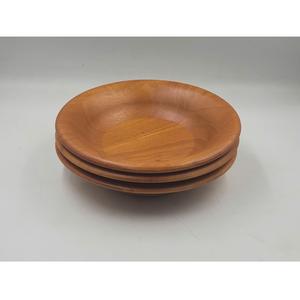 Plato de goma de madera minimalista de Color Natural personalizable, forma redonda ecológica, platos y platos de Vietnam OEM/ODM - Product Image 3