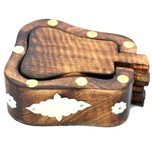 Sous-verres en bois de style nouveau, design artisanal, fabricant de vaisselle en bois, prix de gros direct de l'Inde - Product Image 4