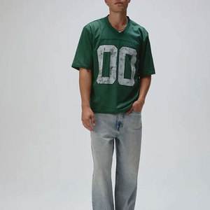 Venta al por mayor Streetwear Soccer Wear Custom Oversized Screen Printed Shirts Baseball Boxy American Mesh Football Jersey para hombres - Product Image 3