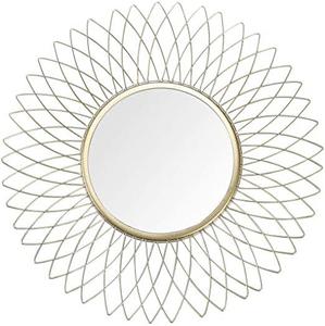 Contemporary Modern Round <b>Wall</b> Mirror with Handmade Embedded Metallic <b>Leaf</b> Pattern Frame for Wedding <b>Wall</b> <b>Decorations</b> - Product Image 4