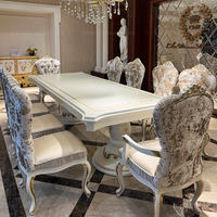 Ensemble de table à manger rectangulaire de luxe, traditionnel, en teck massif, sculpté à la main, écologique, durable, pour 10 personnes, pour usage hôtelier