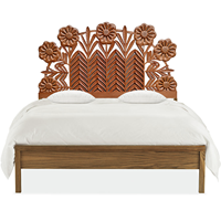 Tête de lit en bois sculptée à la main Smart Art, motif feuille et fleur marron, en bois d'ingénierie, style Maroc, Art mural vintage