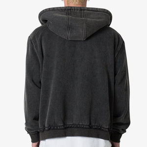 Customizable Men's Hoodies <b>Sweatshirts</b> <b>Vintage</b> Style Acid Wash 100% Cotton French Terry Plus Size Boxy Fit Triple Zipper Design - Product Image 5