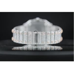 Montre de luxe très demandée, entièrement automatique, avec mouvement en quartz serti de diamants Moissanite VVS, bracelet en acier inoxydable, disponible en promotion - Product Image 3