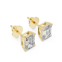 Boucles d'oreilles en diamant de laboratoire taille émeraude plaqué or pour femme, bijoux de luxe avec certification IGI, boucles d'oreilles tendance