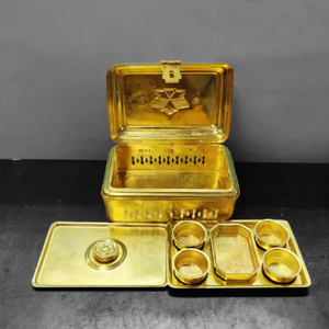 Antique cuivre sculpté indien Pandaan poignée de verrouillage en laiton de haute qualité pour la décoration de table et accessoires prix de gros inde - Product Image 2