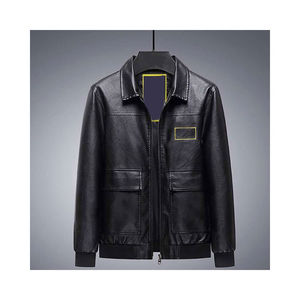 OEM chaqueta de cuero de vaca de alta calidad personalizada para hombre con piel de fax Lona de invierno al por mayor - Product Image 6