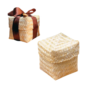 CESTAS Rústicas de BAMBÚ para Bodas, Estilo Rústico para Embalaje de Regalos y Decoración de Temporada, Regalos de Invitados de Boda con Acabado Natural - Product Image 1