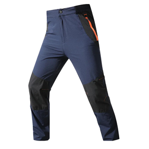 Men Outdoor Hiking Polyester Pants Quick Dry Breathable <b>Waterproof</b> Straight Leg Trekking <b>Trousers</b> with Knee Pockets - Product Image 5