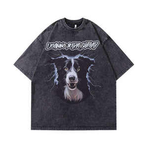 เสื้อยืดลำลองผ้าฝ้ายสำหรับผู้ชายดีไซน์โอเวอร์ไซส์พร้อมพิมพ์ลายดิจิทัล - Product Image 3