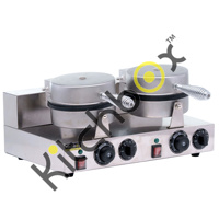 Kitchbox Machine à gaufres industrielles et commerciales (lot de 2) en acier inoxydable 304 avec revêtement antiadhésif et 3 plaques interchangeables