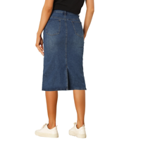 Jupes en jean délavé pour femmes, taille plus, respirantes, écologiques, tendance, longueur genou, design personnalisé, fabriquées au Bangladesh