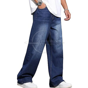 กางเกงยีนส์ขาบานสำหรับผู้ชาย2025สตรีทโอเวอร์ไซส์กางเกงยีนส์ขายาวมีโลโก้ตามสั่ง - Product Image 5