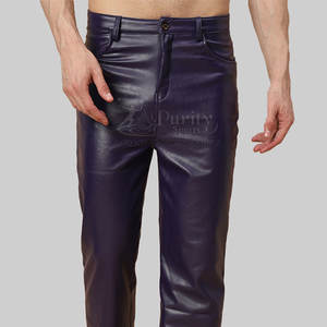 Concevez votre propre pantalon pour hommes Pantalon en cuir taille personnalisée Pantalon en cuir d'hiver Prix de gros - Product Image 3