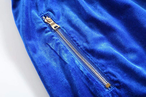 2022 hommes bleu velours velours décontracté Shorts de haute qualité avec poches zippées en gros plaine teint velours vêtements courts - Product Image 4